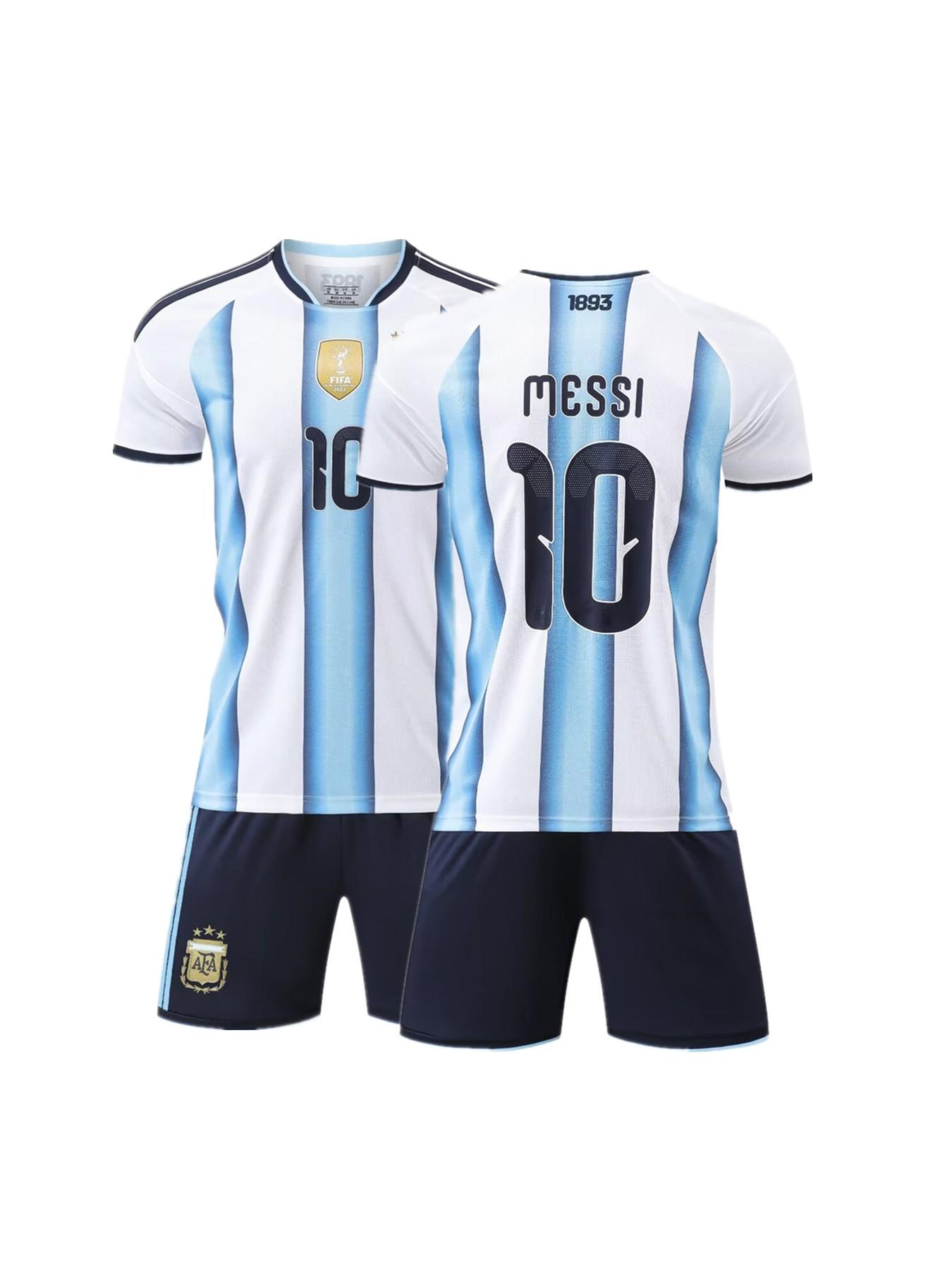 New Messi Argentina Soccer Jersey Set, Men's Sports, Short Sleeve Shirt and Shorts, Training and Match Gear, All Seasons