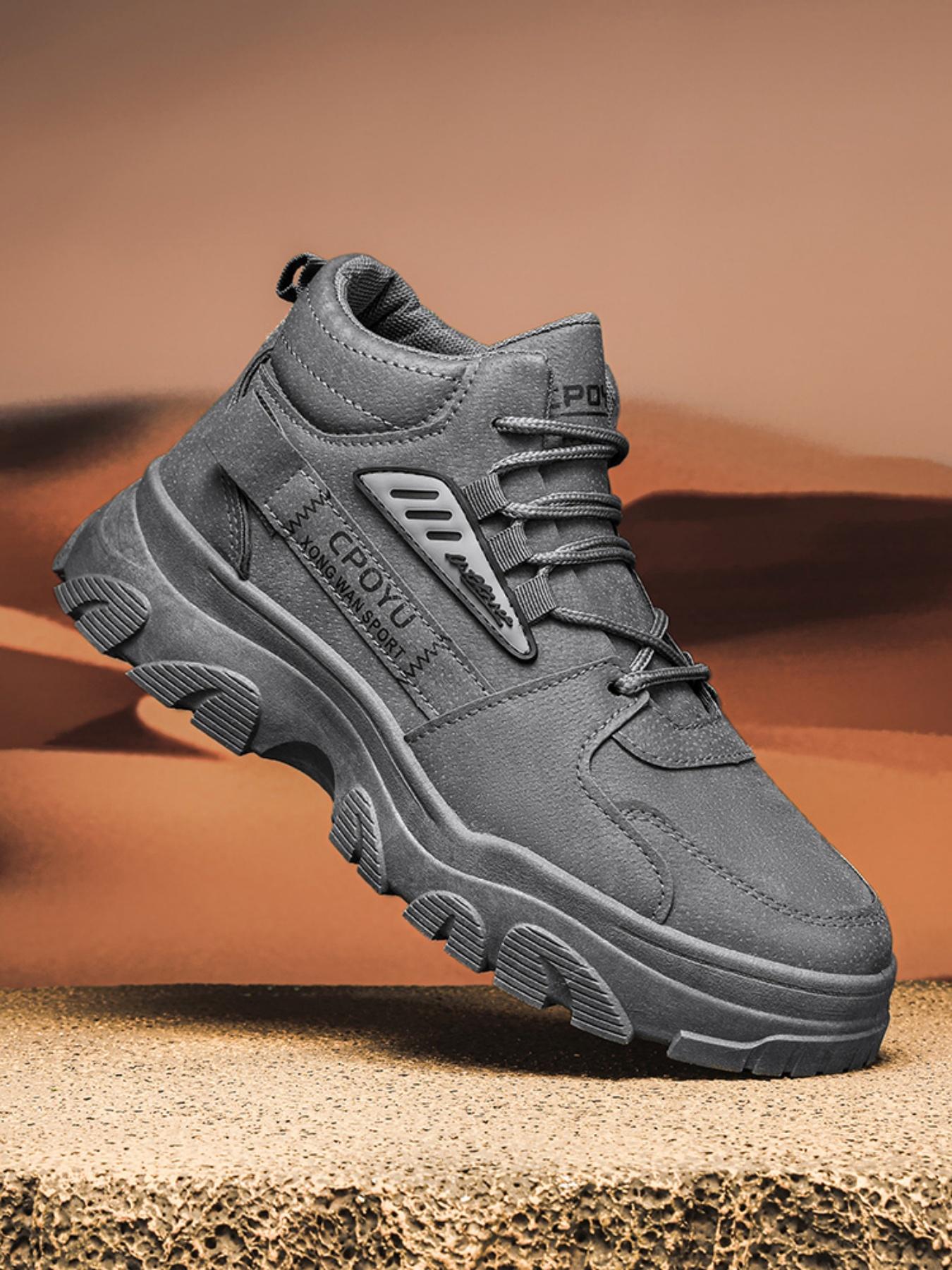 Mens Chunky Platform Work Boots | Waterproof Leather Ankle Boots | Urban Outdoor & Hiking Shoes