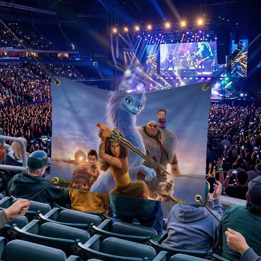 R-Raya and the Last Dragon CARTOON Flags Multi Size Atmosphere Flag, Cheerleading Hand Pulled Banner, Portable Outdoor Event Flag & Wall Decor for Sports, Parties, Home and Room Decoration