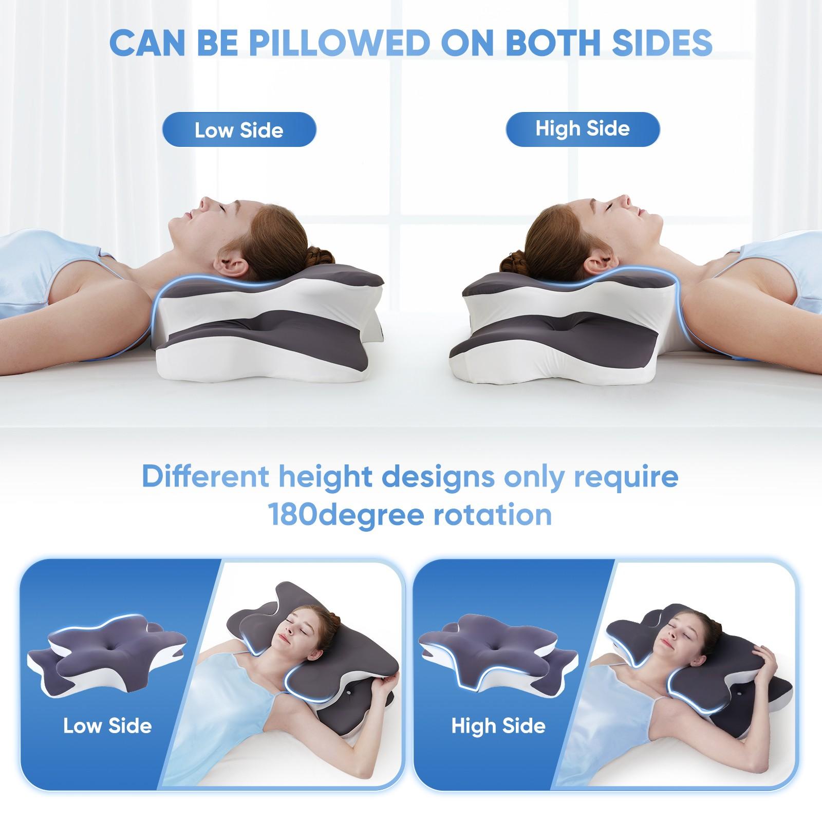Double-Sided Neck Pillow Unscented Memory Foam Pillow with Cooling Cover Zoned Design for Deep Sleepers Contoured Pillow with Extra-Large Armrest for Side Sleep Stomach Sleeping and Back Sleepers