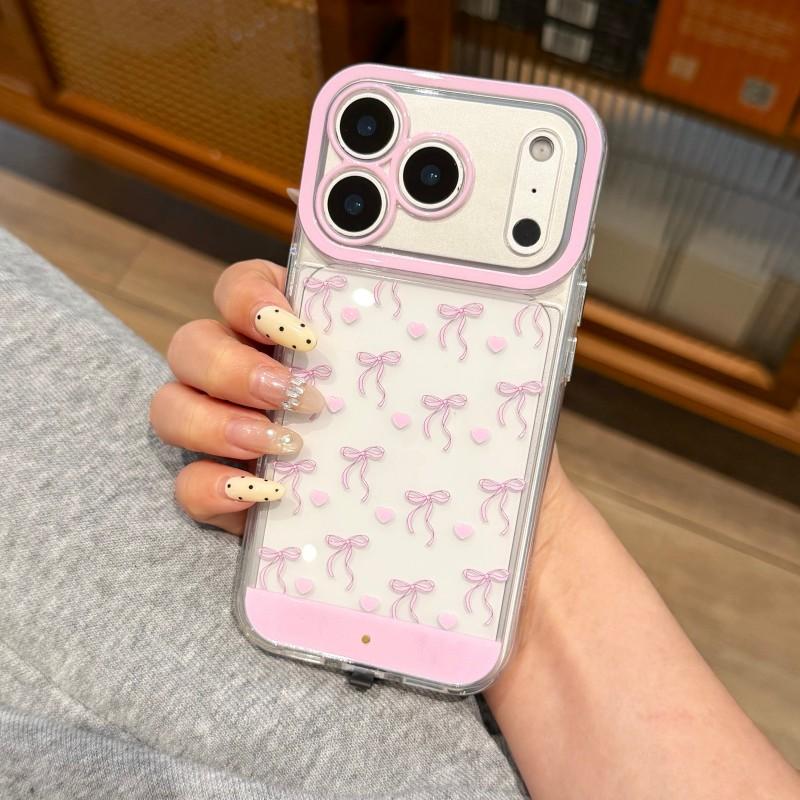 Bow LED Glow Phone Case, Cartoon Hollow Out Design, Romantic Heart Style, Compatible with iPhone X/XR/XS MAX/11/12/13/14/15/16/17 Pro/Plus/Pro Max