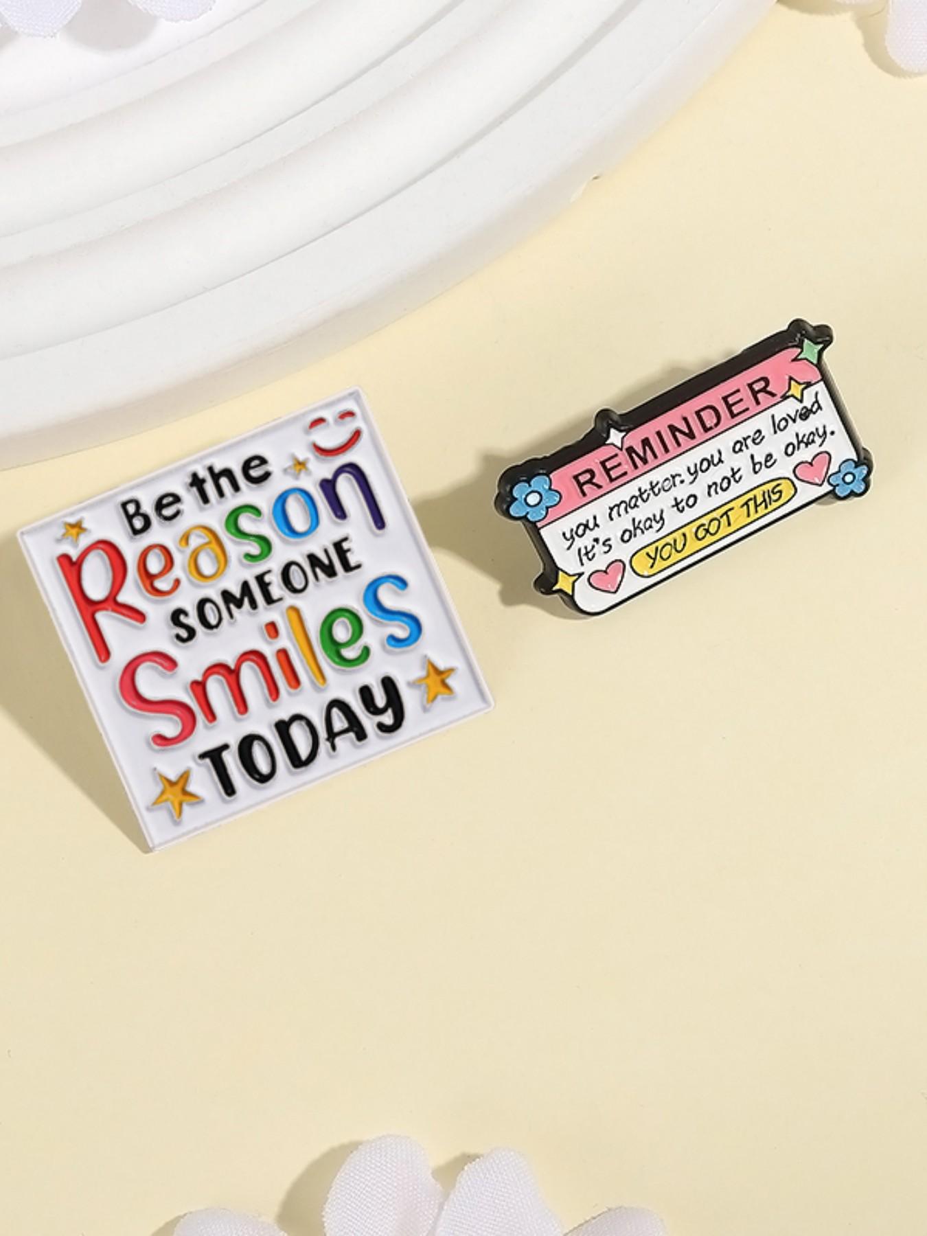 1/2Pcs Positive Message Badges Motivational Slogan Theme Social Advocacy Design Self Empowerment Quotes for Daily Inspiration Accessory Backpack Office Decoration Mental Wellness Gift Set