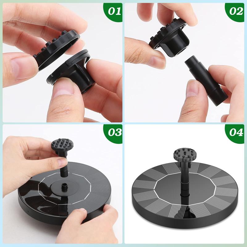 AISITIN Solar Bird Bath Fountain Pump, 1.5W Solar Bird Bath Fountain Pump with 6 Nozzles, Solar Fountain Pump for Garden, Pond, Swimming Pool, Fish Tank and Outdoor Spray Water Feature