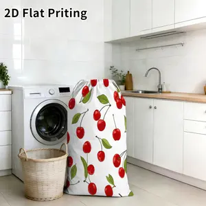 Cute Cherry Pattern Laundry Bag, Artistic Fresh Fruit Print, Perfect for home dorm travel use, sorts and protects your underwear, sweater, socks and more, 2D Flat Printing, 1PC