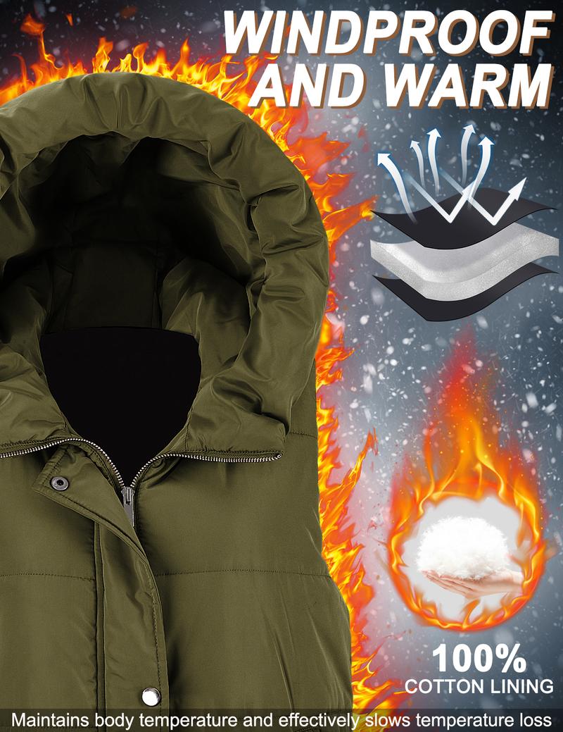 HEEKPEK Womens Puffer Vest Winter Hooded Sleeveless Zip Up Long Puffy Jacket Warm Thick Quilted Coats with Pockets Casual Basic #outdoorfun