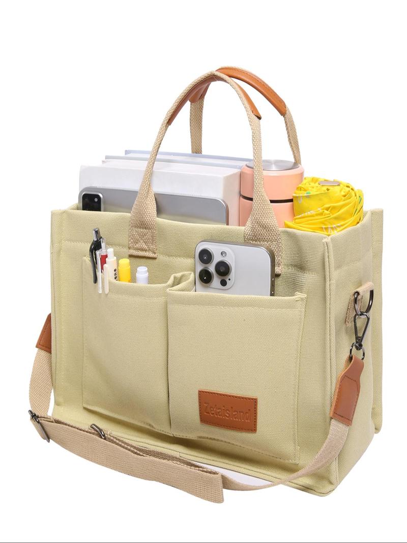 Women's Casual Minimalist Corduroy Tote Bag, Letter Patch Decor Shoulder Bag for Daily Used, Casual Trendy Versatile High-quality Daily Commuting Bag, Girl Fashionable Shopping Bag, Casual Commuter Bag