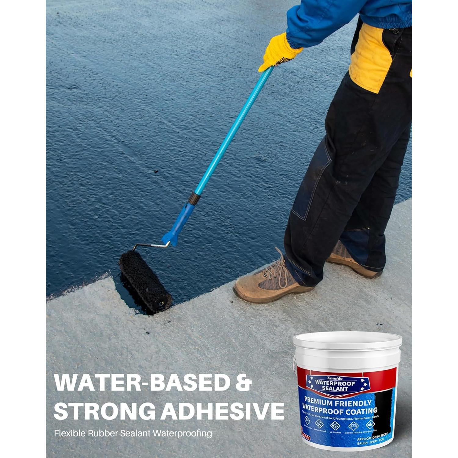 Polyurethane  Coating - 2 Gallon  Sealant Coating Black, Water-Based Polyurethane Sealant Leak Repair for Roofs, Foundations, Basements