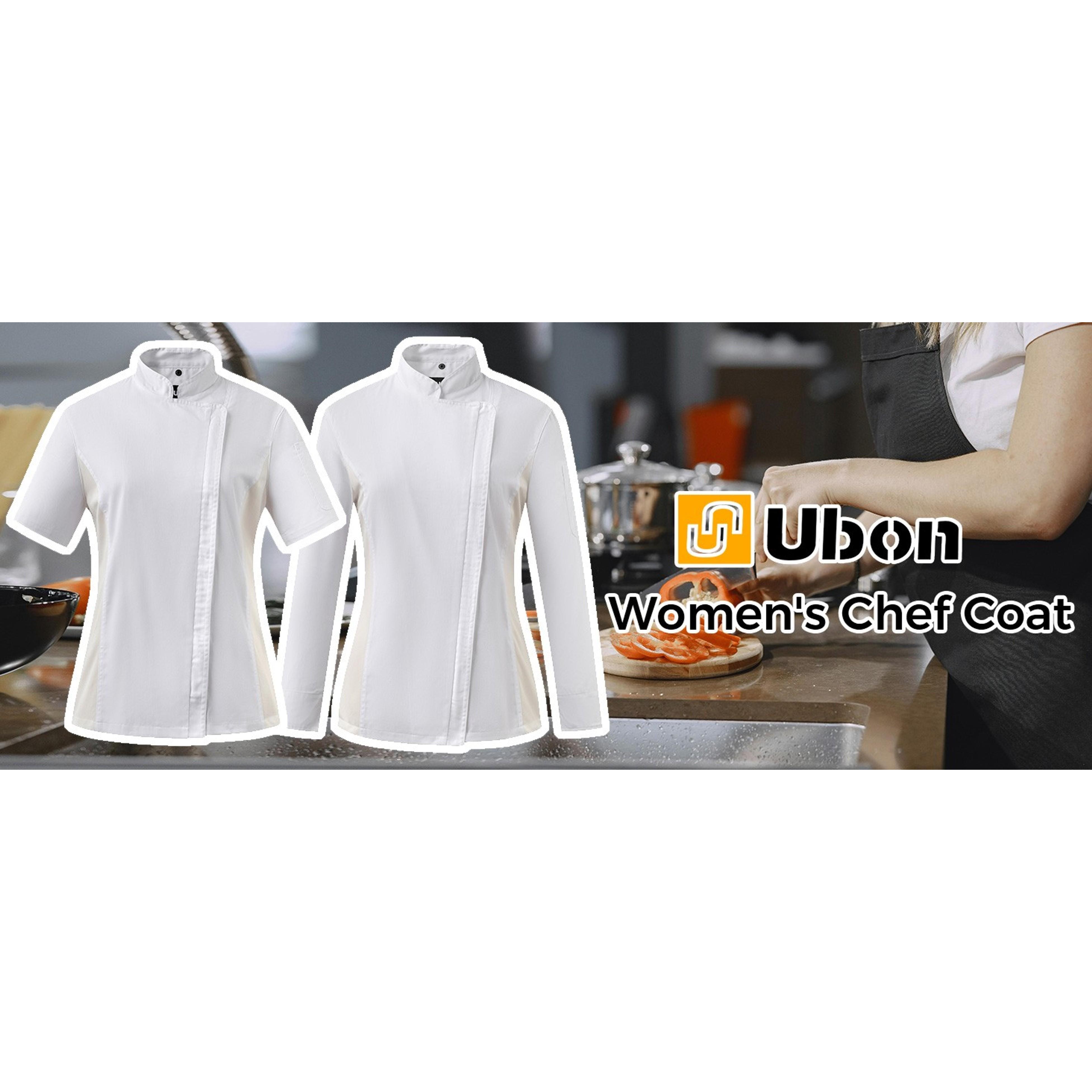 Chef Jacket for Women, Zipper Chef Coat with Side Mesh Vents | Long or Short Sleeve Chef Shirt Uniform for Kitchen Restaurant, Thermometer Pocket, Apron Tab, 1 or 2 Pack
