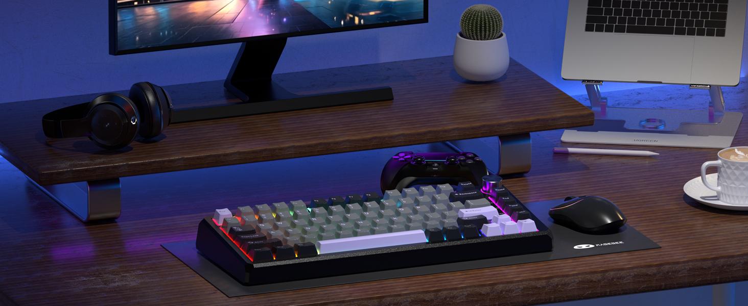 MageGee Captain75 Wireless Mechanical Keyboard, 75% Hot Swappable Creamy Gaming Keyboard with Knob, CNC Aluminium Case, 5-Layer Sound Dampening, RGB Backlit, BT/2.4G/USB-C for Win/Mac (Ice Sea Blue)