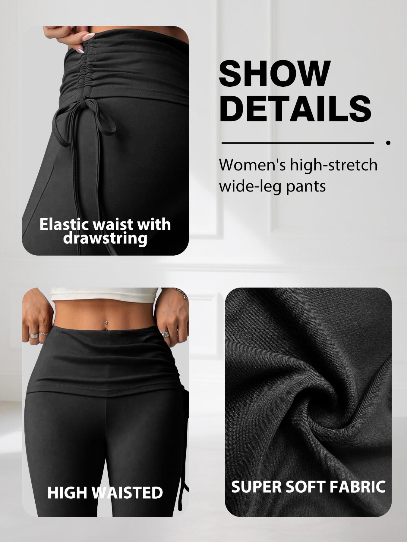 Plus Size High Waist Flare Pants, Back Pleated Butt Lifting Design, Slim Fit Elasticity, Sexy Tight-Fit, Y2K Street Fashion Women's Pants