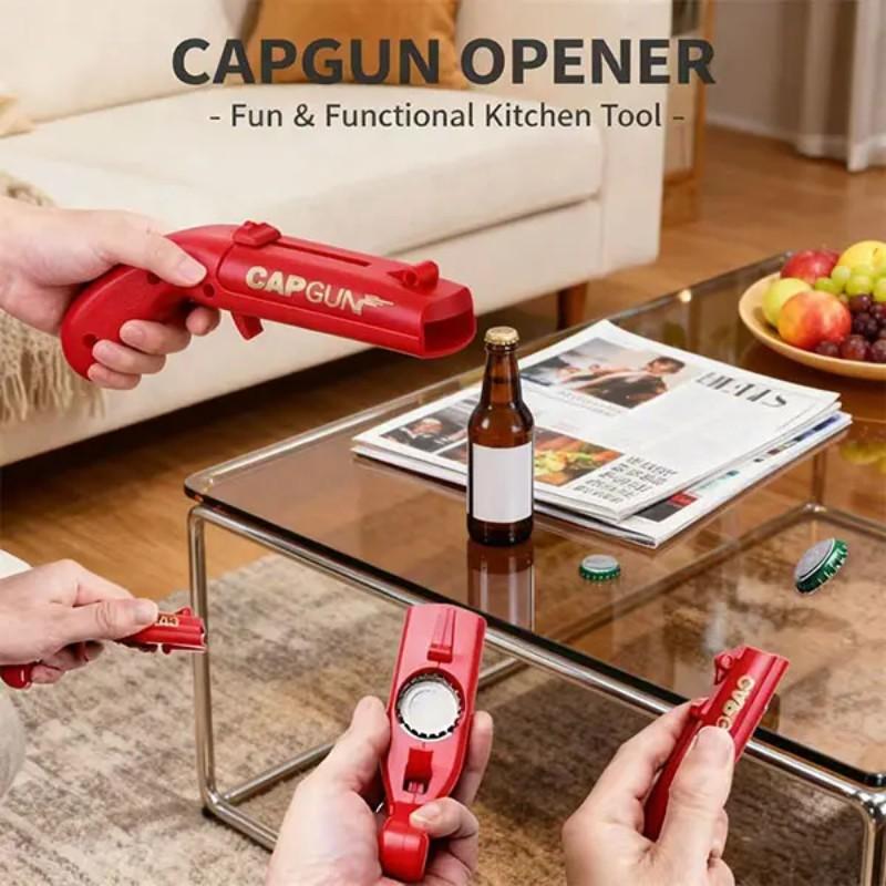 Creative Bottle Opener， Portable Beverage Bottle Opener, Bottle Cap Transmitter, Beverage Cap Launcher, Fun Design，Home Bar Accessories, Kitchen Party Supply Tools, Perfect for Family Gatherings, BBQs, and Outdoor Events