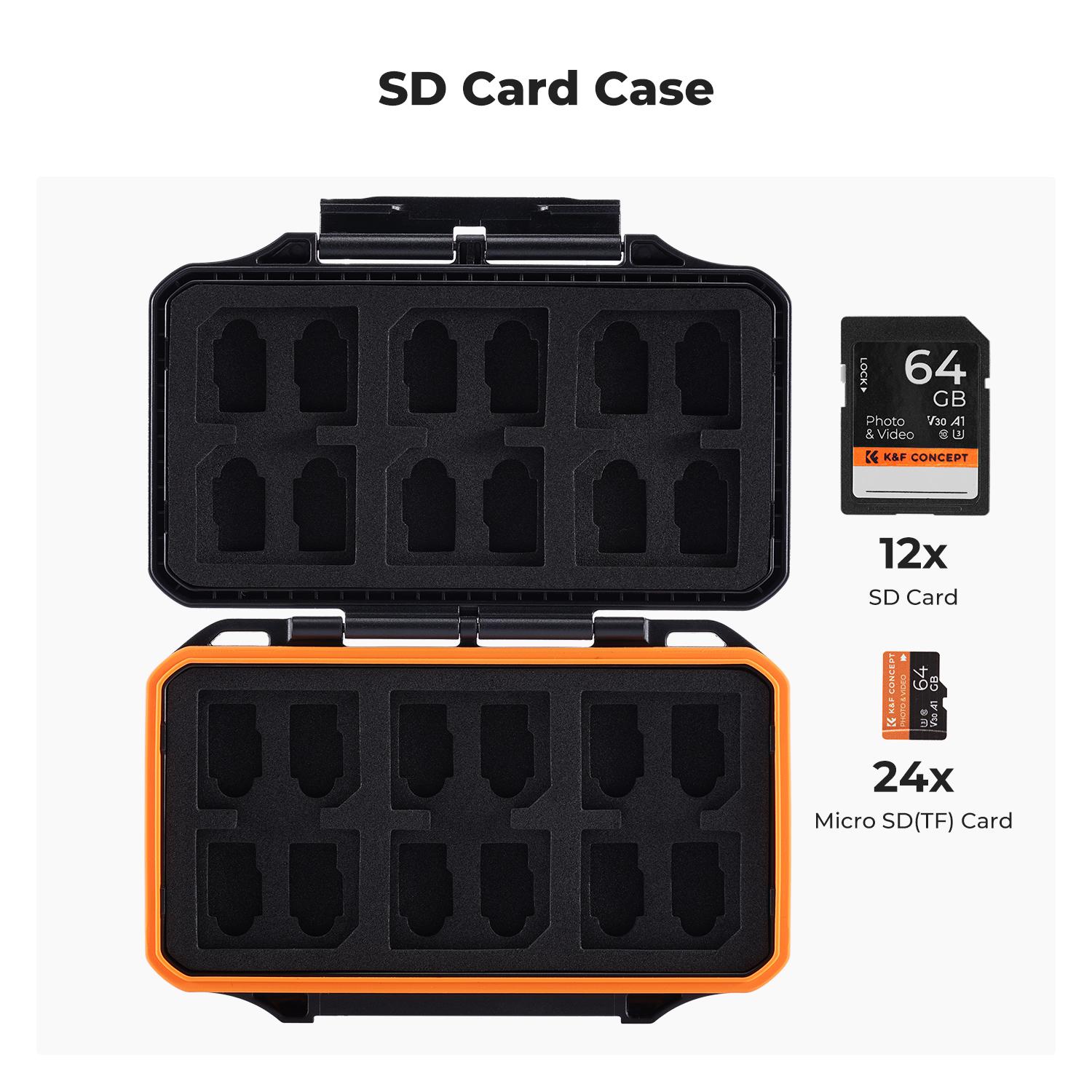 K&F CONCEPT 36 Slots SD Micro SD Memory Card Case, Water-Resistant SD Card Holder, Anti-Shock Card Carrying Storage Box for 24 Micro SD SDXC SDHC TF Cards and 12 SD SDXC SDHC Cards Organiser K&F CONCEPT 36 Slots SD Micro SD Memory Card Case, Water-Resistant SD Card Holder, Anti-Shock Card Carrying Storage Box for 24 Micro SD SDXC SDHC TF Cards and 12 SD SDXC SDHC Cards Organiser