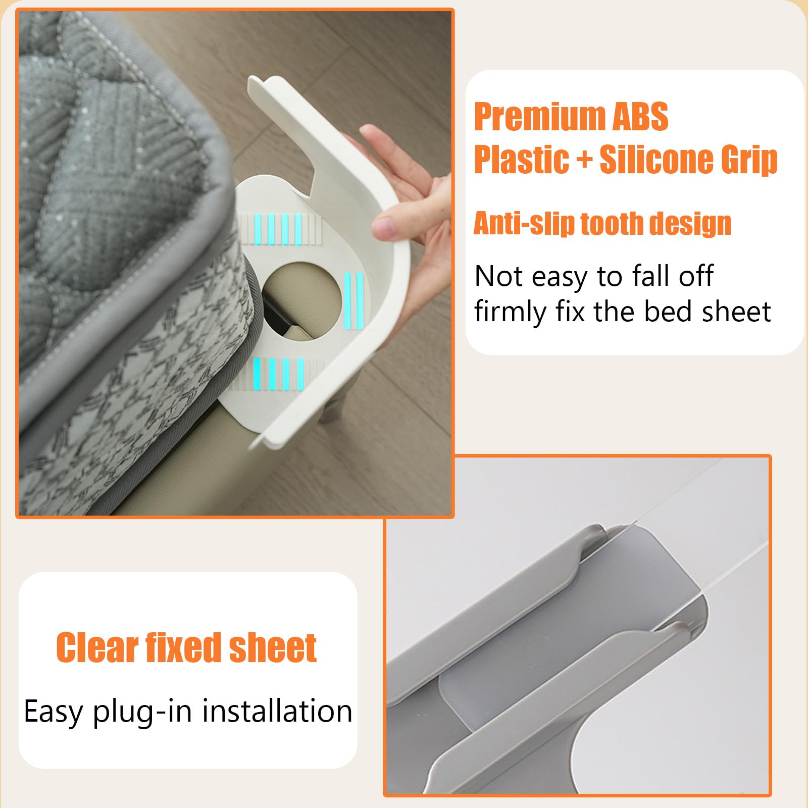 Bed Sheet Clips Set (4 Pack), Bed Sheet Grippers, Secure Corners for All Mattress Sizes, Durable Bedding Accessories, Keeps Sheets Tight Fit