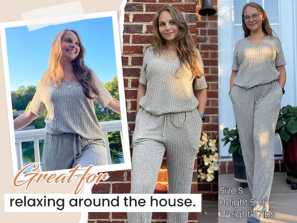 Ekouaer Women's Pajamas Set: Short Sleeve Top & Capri Pants. Soft, Breathable Pjs for Lounge & Sleep. S-XXL Sizes. Basic Collar, Comfortable Loungewear. Spring Essentials for Women.