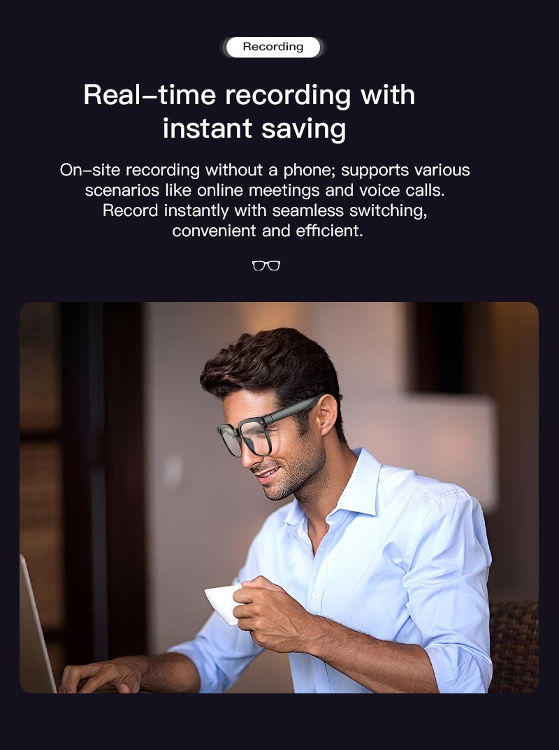 Lifebee with HD Camera, Support Photography & Video Recording, Answer Calls, Play Music, 290mah Battery, Long-Lasting, Wearable Smart Glasses
