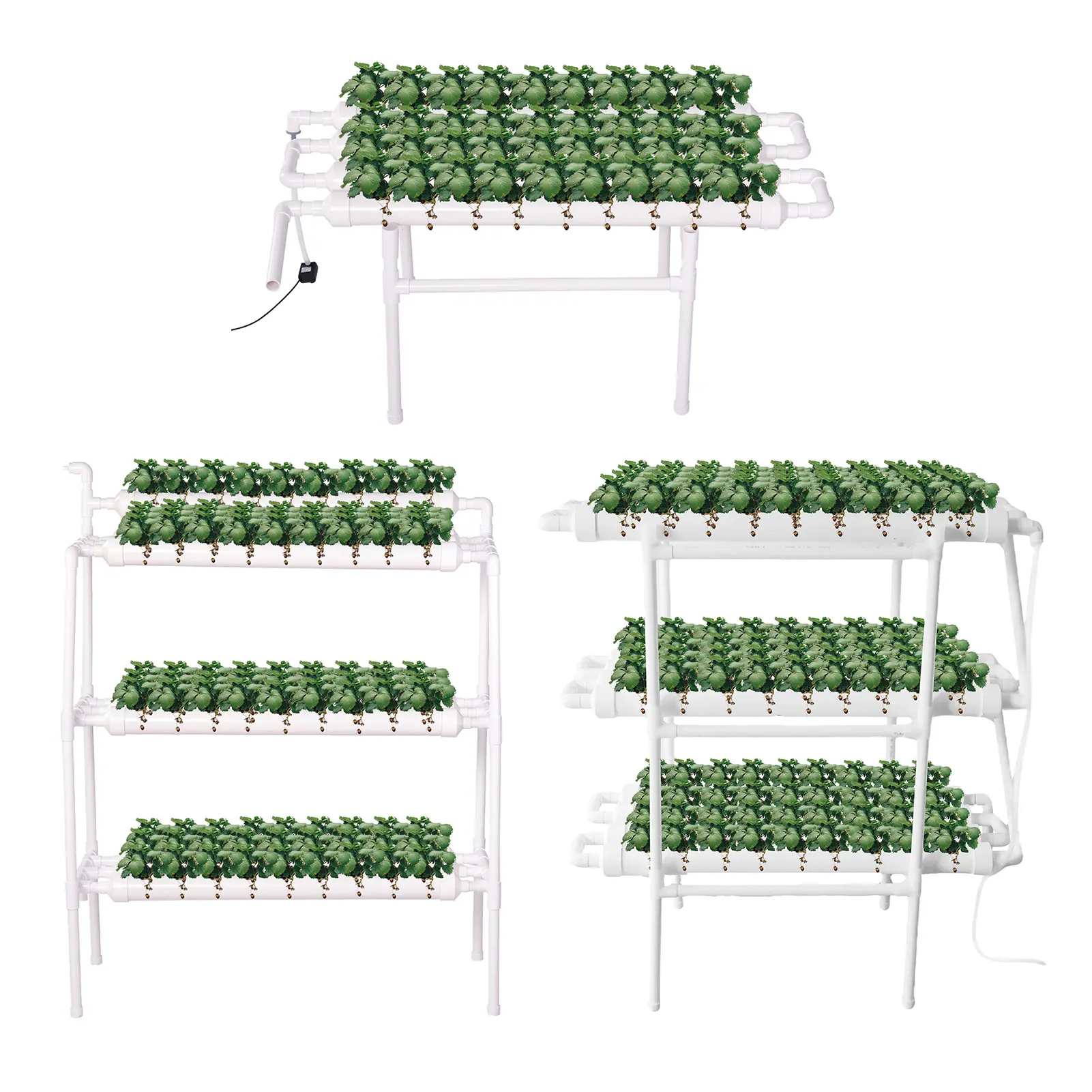 Hydroponic Indoor Garden PVC Pipes Gardening System Grow Kit Water Pump Hydroponic Systems Timer for Fruits Vegetables Lettuce