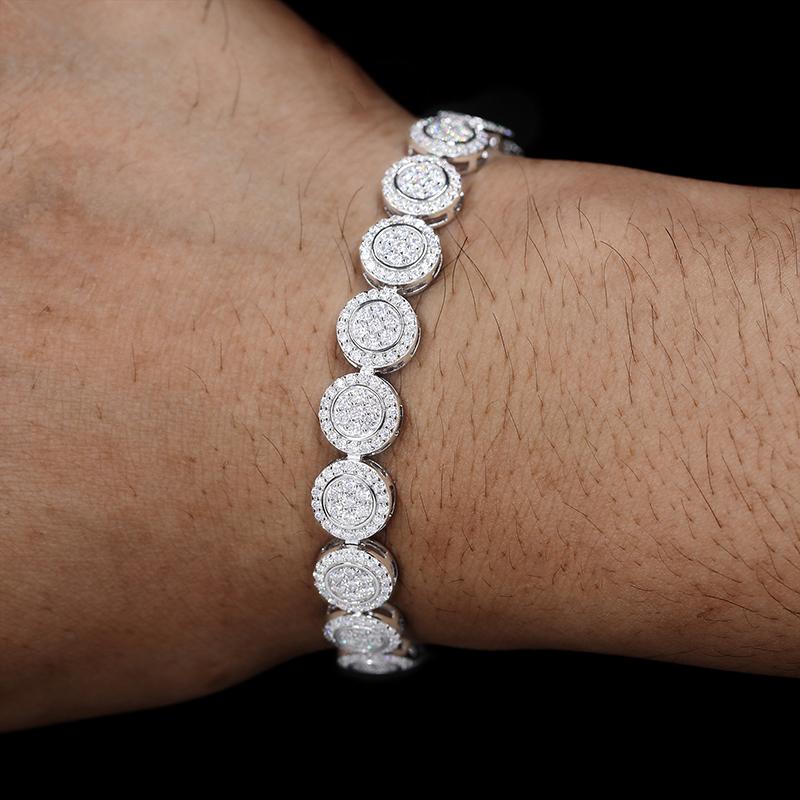 【#B205】UCCIYO 9mm Shiny Lab-Created Moissanite Bracelet Womens Delicate Round Bracelet 925 Sterling Silver Mens Hip Hop Rapper Gift