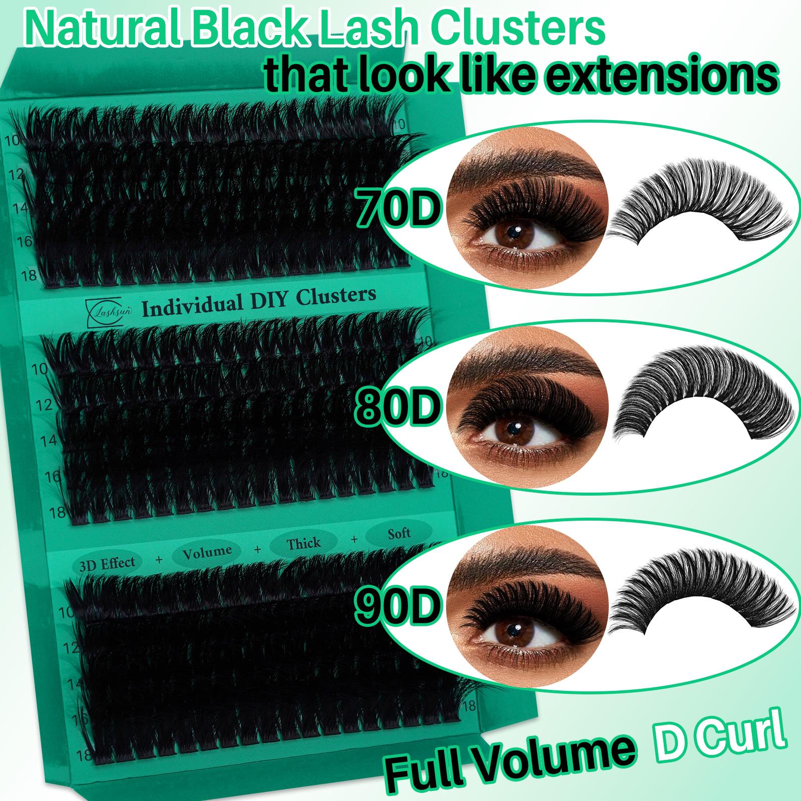 270Pcs D Curl 70D80D90D 3 Styles 10-18mm Mixed Length Volume & 3D Effect Kit Soft and Comfortable False Eyelashes Set Comes with Lash Bond&Seal Lash Remover And Tweezers, Perfect For DIY Eyelash Extensions At Home, Beginner friendly
