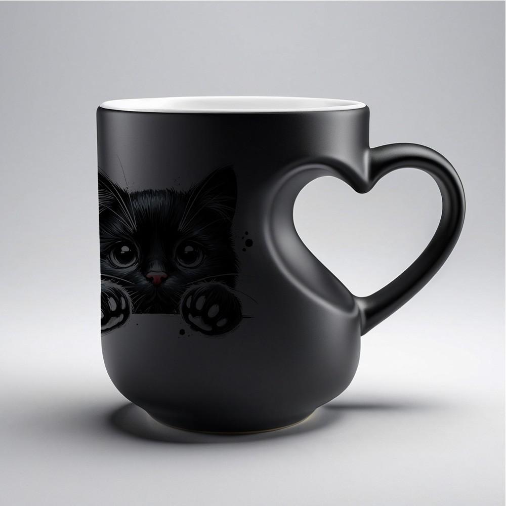 1pc Magic Color-Changing Mug - Thermosensitive Ceramic Cup Changes Color When Hot Drinks Are Added (-Activated), With Cute Black Cat Design, Double-sided print, Hand Wash Only, Reusable Gift for, Tea, Cocoa, Funny Coffee Mug, 11oz 325ml