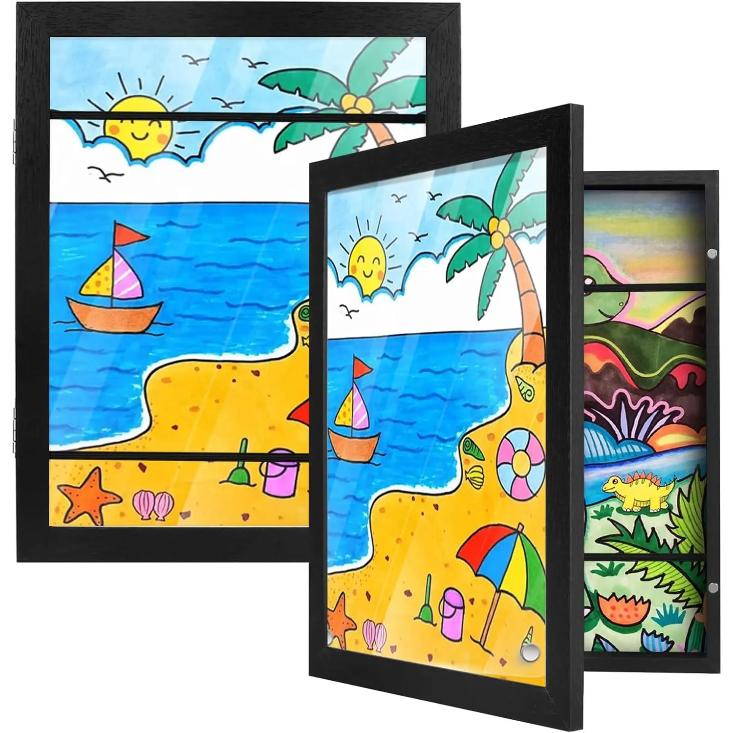 2 Packs  Art Frame, 8.5x11 Front Opening  Artwork Frames Changeable, Holds 100 Drawings Artwork Frames for  Art,  Picture, Craft Storage,  Wall Decor(Black)