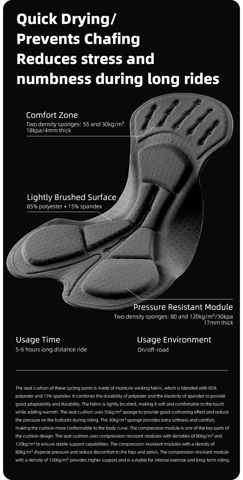 ROCKBROS Men's Cycling Shorts Sponge Padded Shorkproof Breathable Short Pants