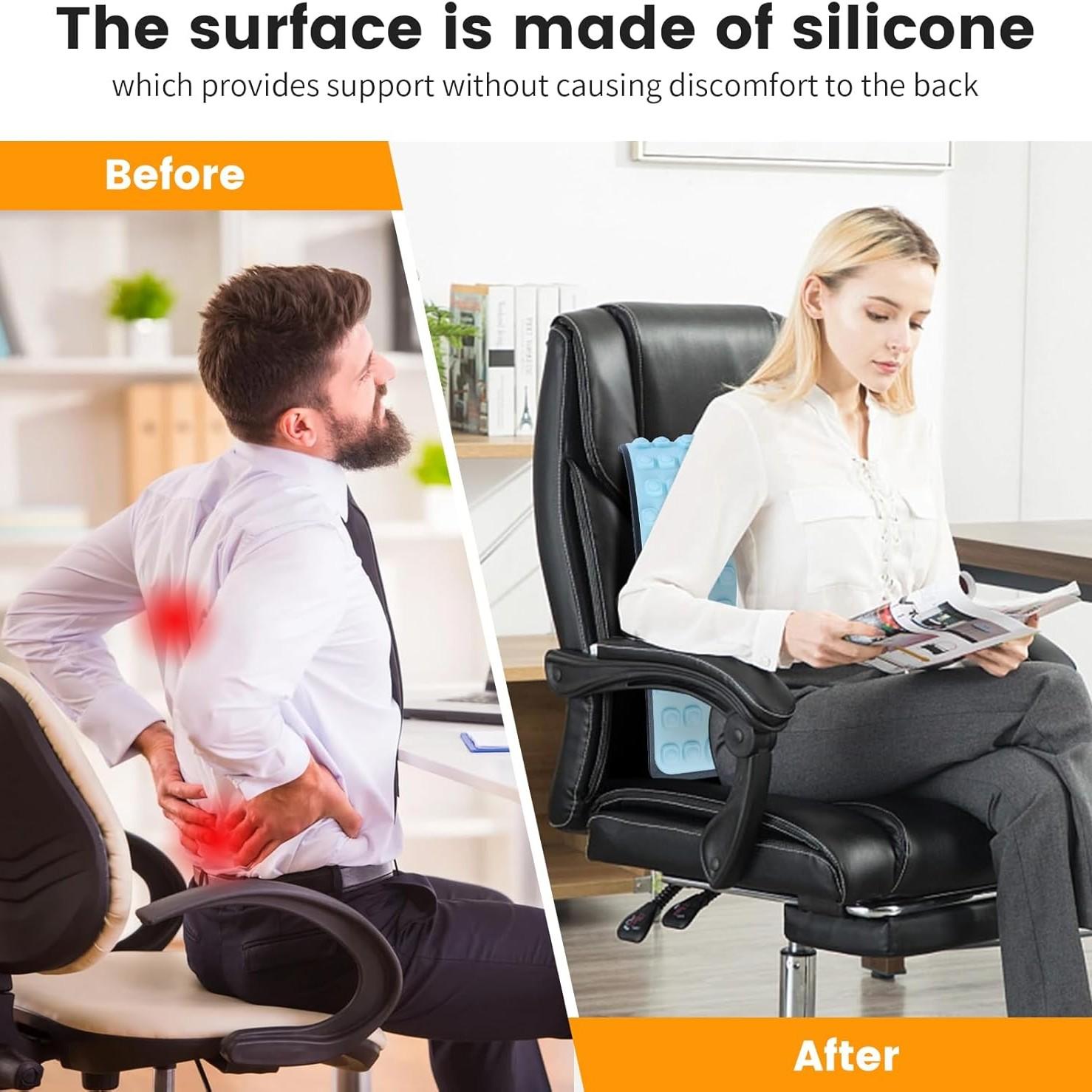 Back Stretching Device for Lower Back Pain Relief, Adjustable Metal Support, Spinal Decompression and Posture Corrector, Back Massage