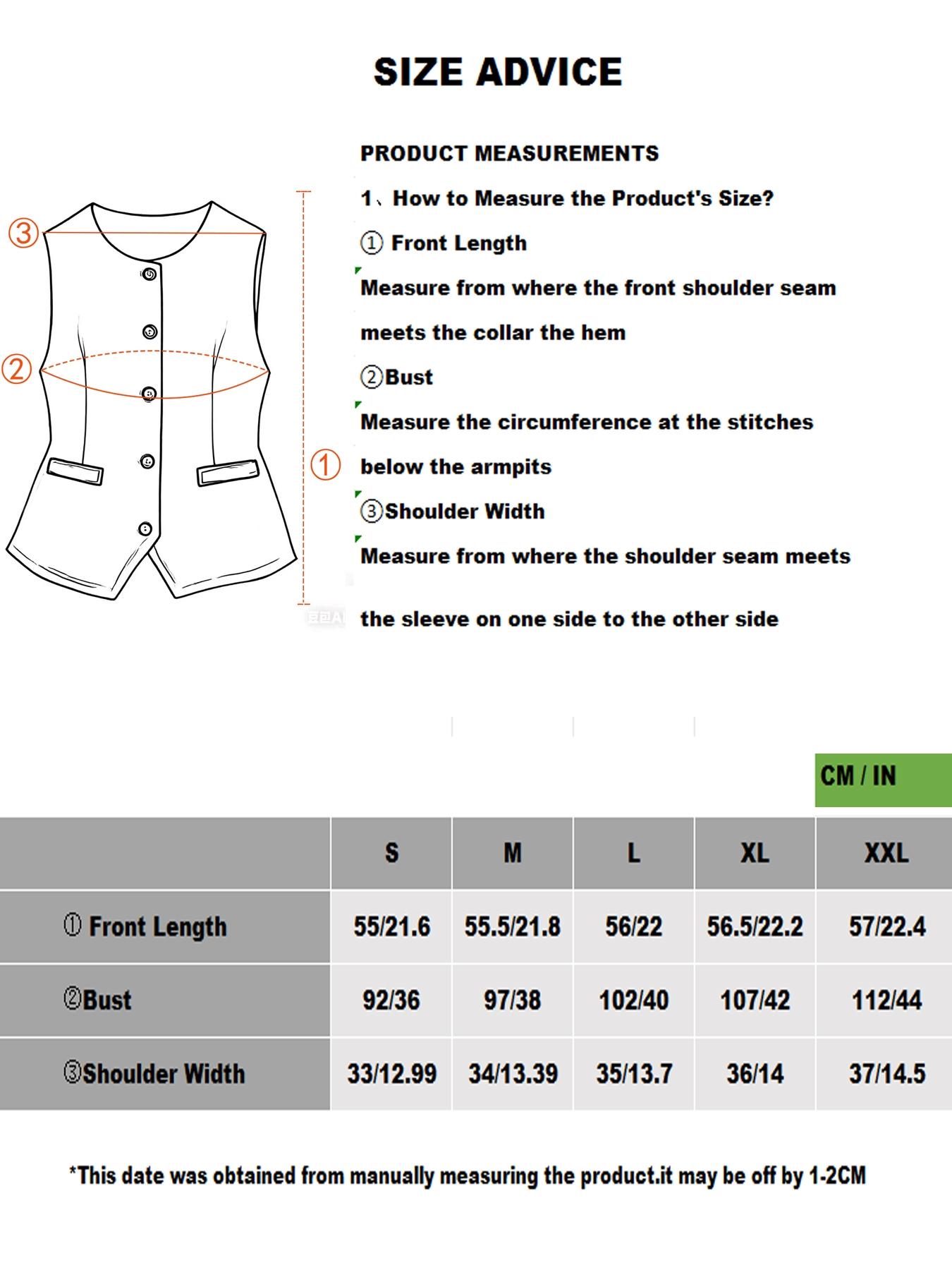 Women's Solid Color Button Front Vest Blazer, Casual Fashion Comfy Sleeveless Outerwear for Daily Outdoor Wear, Women Clothing for Spring Fall