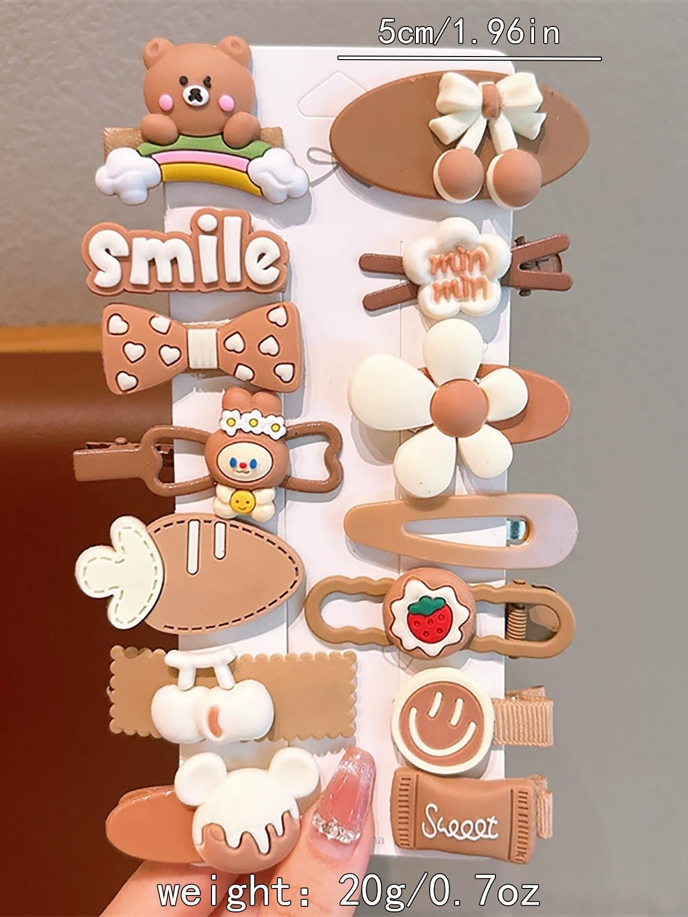 Cute Cartoon Flower Hair Clips Set, 14 Pcs Sweet Butterfly Bangs Clamps, Fun Claw Clips, Super Cute Clips, Casual Women Accessories, All Seasons Fashion Hair Pins, Hair Claws Set