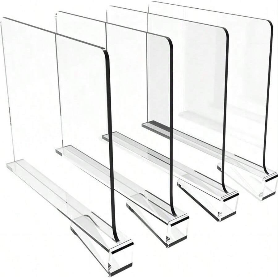 Clear Acrylic 6pcs Shelf Dividers for Closets, Organizers & Purses Separator, Ideal for Kitchen Cabinets & Bedrooms, Durable Design