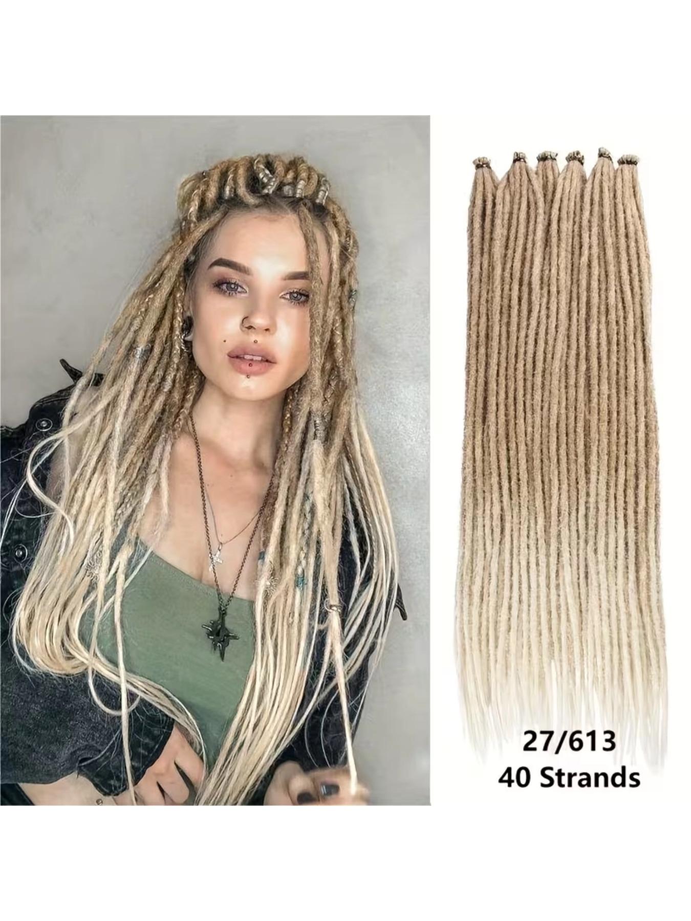 40 pcs Violet Red Dreadlock Extensions, 22" Synthetic Braiding Hair Crochet Dreads Extensions 100% Handmade Single Ended Dreads Thin 0.6cm Width Reggae Style Dreadlock for People