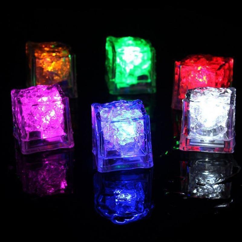6pcs Color LED Flashing Ice Cubes, Fake Ice Cubes, Waterproof Reusable, Water Activated, Party Drinks, Wedding Bars, DIY Toy, Summer Toys, Water Toys