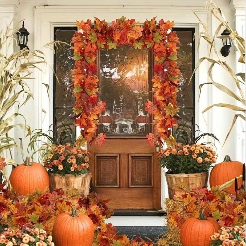 4pcs Artificial Maple Leaf Vines, Realistic Fall Colors, Durable Plastic Hanging Decor, Perfect for Thanksgiving, Halloween, Weddings, Indoor/outdoor Decor