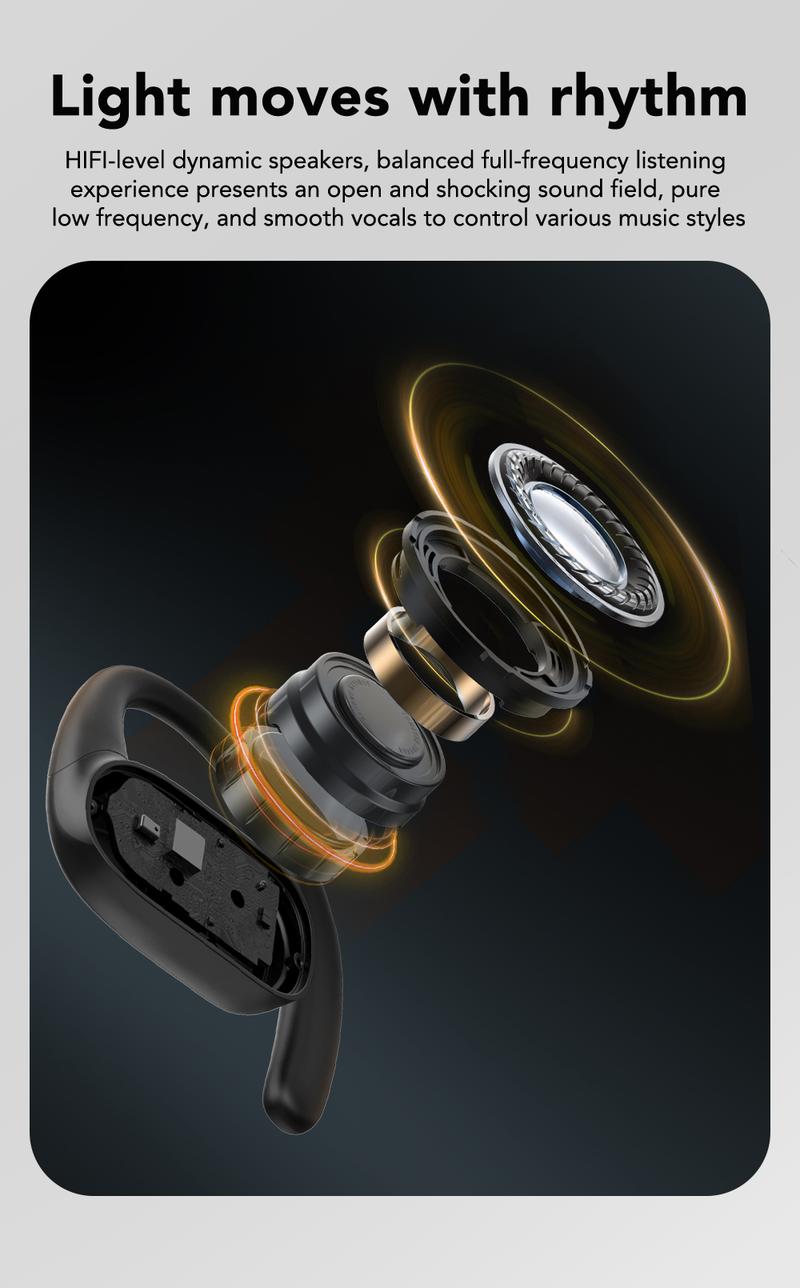 MINISO MS185 OWS Open Ear Wireless Bluetooth Earbuds Quicksand Luminous Headphones HIFI Sound Quality Sports Headphones IPX5 Waterproof With microphone