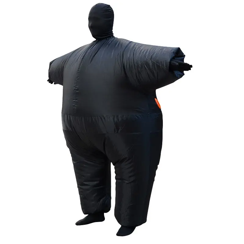 Black Inflatable Sumo Suit Giant Belly Fat Costume 155-190cm Fit Halloween Party Prank Prop Blow Up Costumes