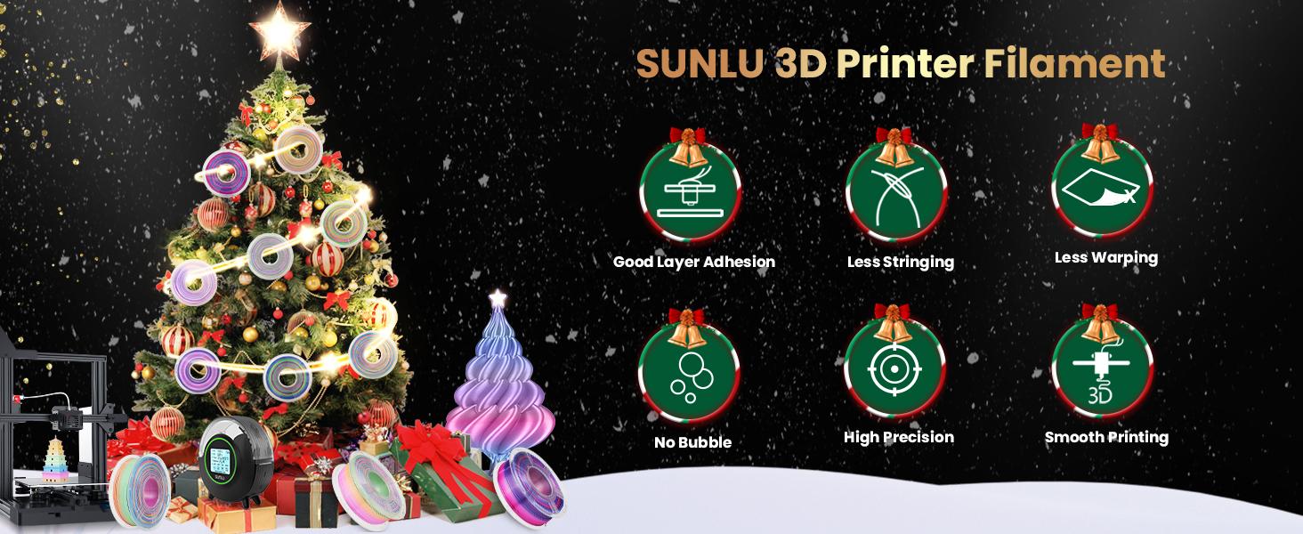 SUNLU Silk Rainbow Filament Silk PLA+ Smooth Color Change Color Change Each 8 Meters Glossy Surface 330 Meters 1kg Silk Rainbow SUNLU Silk Rainbow Filament Silk PLA+ Smooth Color Change Color Change Each 8 Meters Glossy Surface 330 Meters 1kg Silk Rainbow
