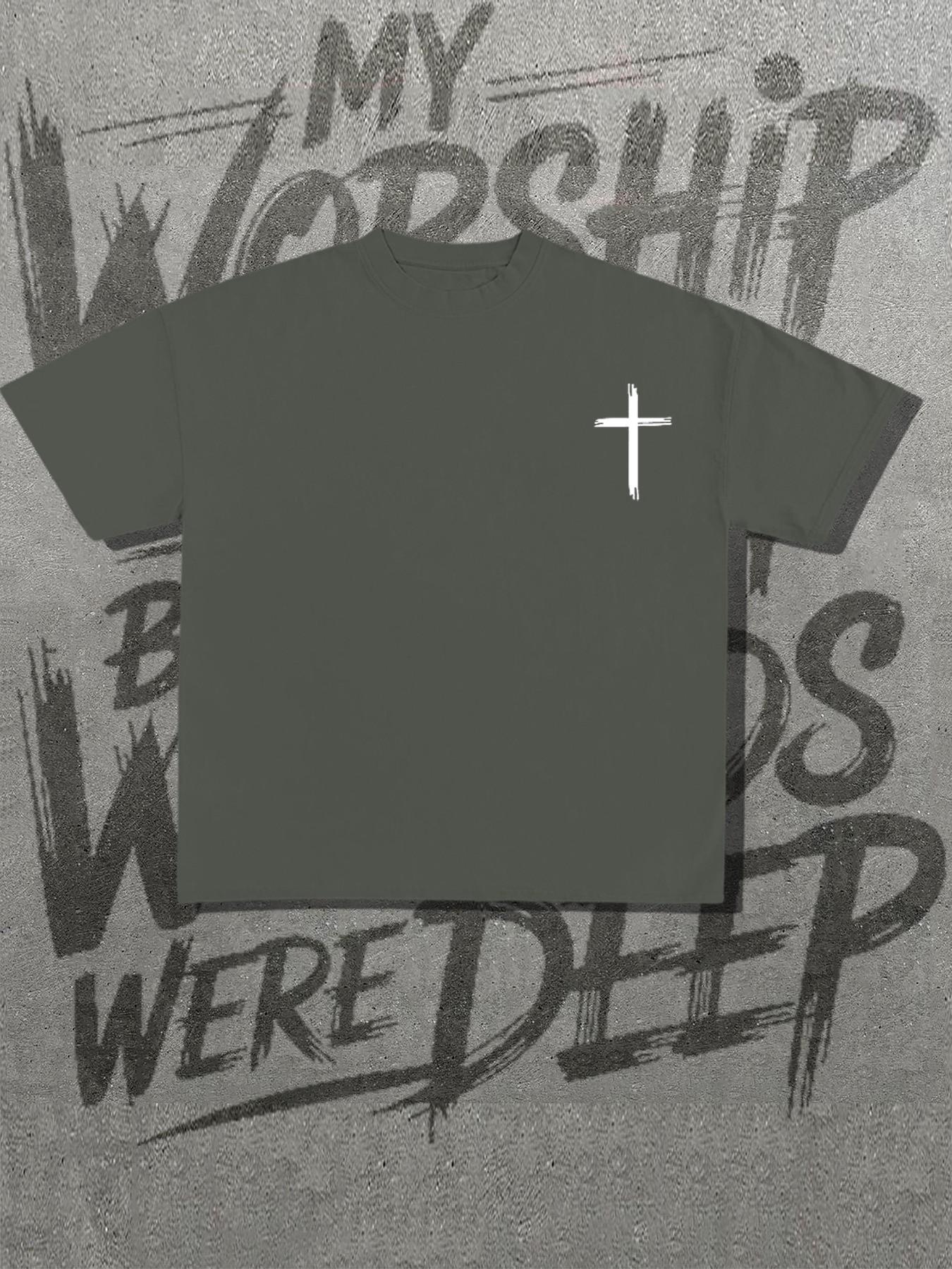 Christian Faith Theme T-Shirt, My Worship Is Loud Cross Print Short Sleeve, Loose Fit, Casual Long Top, Perfect Christian Gift