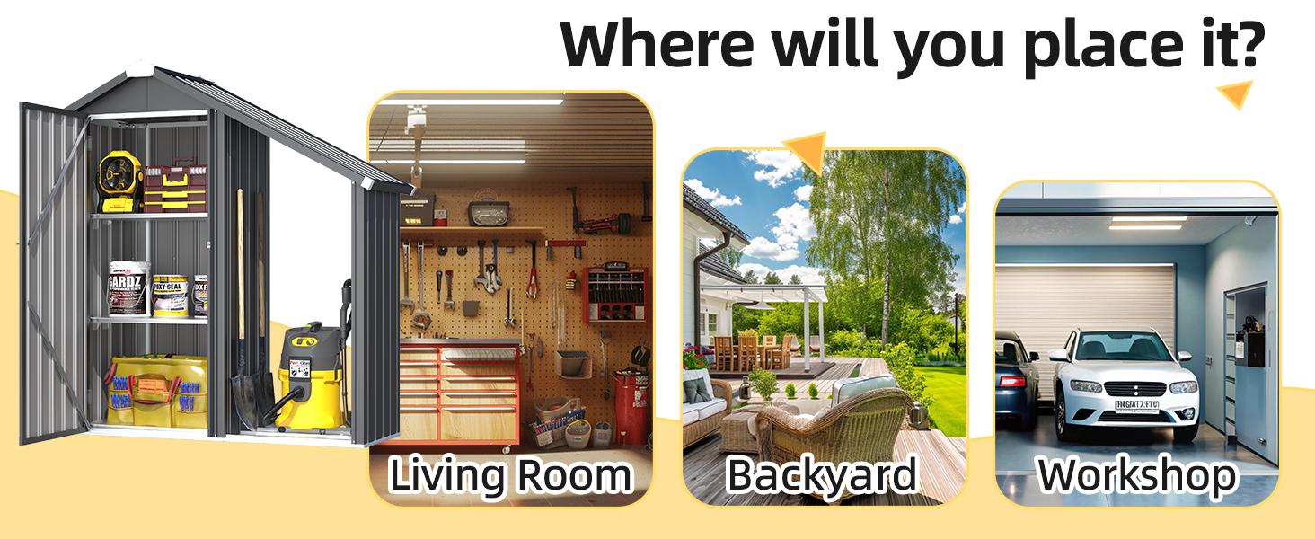 YODOLLA Outdoor Storage Cabinet Waterproof with Shelves and Lean to Open-Sided Firewood Racks,Garden Sheds & Outdoor Storage Cabinet Weatherproof YODOLLA Outdoor Storage Cabinet Waterproof with Shelves and Lean to Open-Sided Firewood Racks,Garden Sheds & Outdoor Storage Cabinet Weatherproof