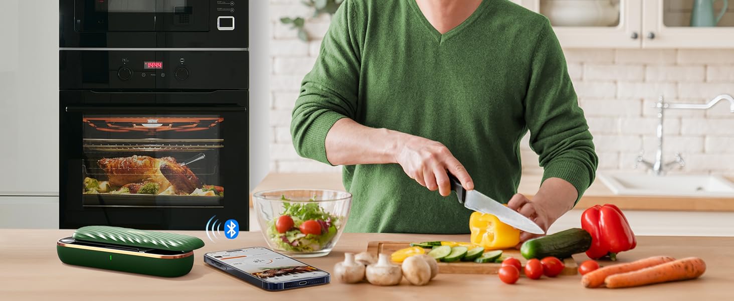 Charmeter Wireless Meat Thermometer, Bluetooth Grill Thermometer,Portable Cooking IP67 Waterproof, Perfect Smoker Accessories Gift for Kitchen Lovers Charmeter Wireless Meat Thermometer, Bluetooth Grill Thermometer,Portable Cooking IP67 Waterproof, Perfect Smoker Accessories Gift for Kitchen Lovers