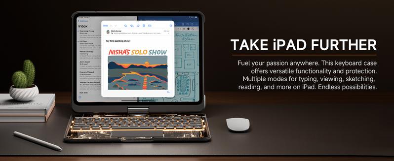 Lecsas Newest High Appearance 360 Swivel Keyboard with transparent case for iPad(not include iPad!!!)