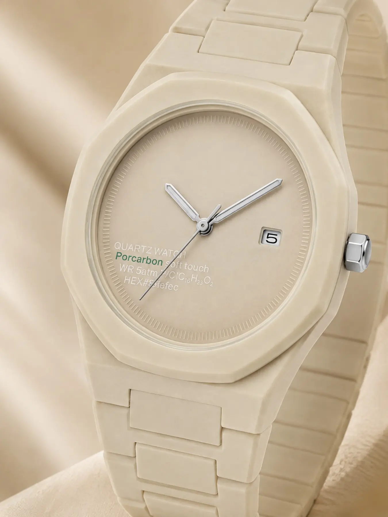 Style Quartz Watch, Calendar Window, Soft Case, Waterproof, Minimalist Design, Casual All-Season Wear, Student & Office Fashion Accessory