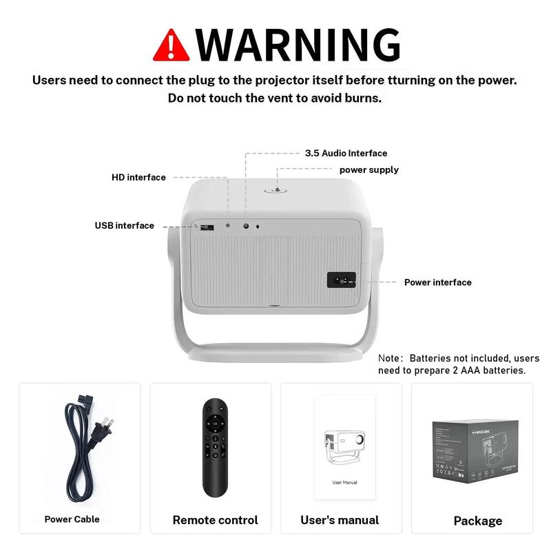 Magcubic Portable, Multifunctional, Wireless, Smart Projector, 650ANSI Native 1080P Auto Focus & Keystone Correction Speaker & Appstore 360° Rotation Android14 BT 5.2 WIFI6 Voice Assistant Home Theater, Audio