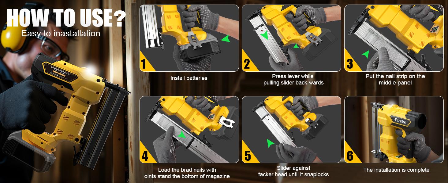 Cordless 18GA 5/8 to 1-1/4 Inch Brad Nailer for Dewalt 20V, 【Battery NOT Included】, 2 Mode 18 Gauge Nail Gun with 1000 Nials for Wood Carpentry, Brushless Cordless 18GA 5/8 to 1-1/4 Inch Brad Nailer for Dewalt 20V, 【Battery NOT Included】, 2 Mode 18 Gauge Nail Gun with 1000 Nials for Wood Carpentry, Brushless