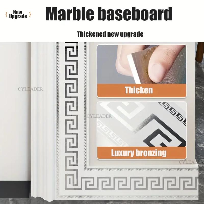 1 Roll Imitation Brick Panel Marble Backsplash Wallpaper European Marble Pattern PVC Material 197×3.94 Inches Thick Self-Adhesive Waterproof DIY Decoration for Bedroom Kitchen Bathroom