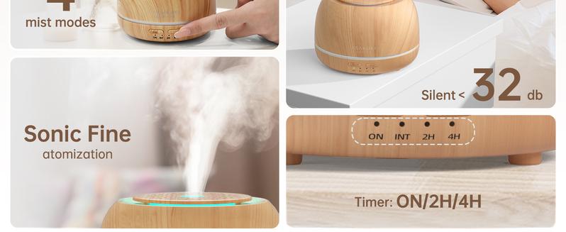 ASAKUKI Essential Oil Diffuser+10 Oil Set for Home&Office, Fragrance Aroma Humidifier, Night Light, Auto-Off Remote Control Freshener - 300ML Woody Flower Scented Perfume White Fall Home Decor