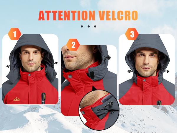 TBMPOY Men's Water Resistant Skiing Windbreaker Hooded Jacket Warm Fleece Coat