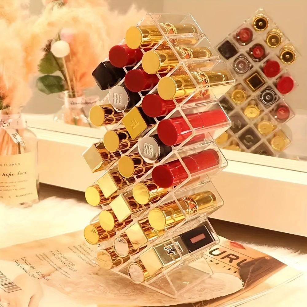 Lipstick Organizer Box, Large Capacity Layered Storage Rack, Makeup Vanity Shelf, Trendy Lipstick Display Stand, Desktop Organizer, Clear Acrylic Organizer