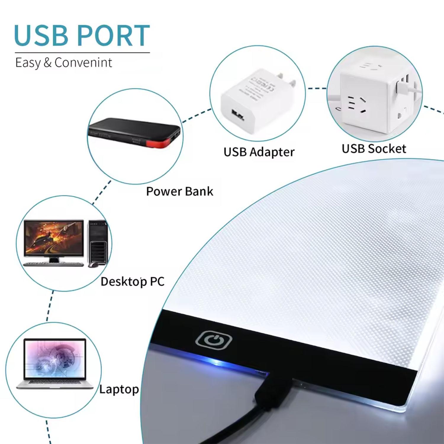 A3 Size LED Drawing Board, Diamond Painting Art Full Drill Embroidery Tracking Light Pad, USB Powered High Brightness LED, Adjustable Light, Ideal for Sketching, Animation, Embossing, Stenciling, Cross Stitch, Sewing Projects, Sewing & Embroidery
