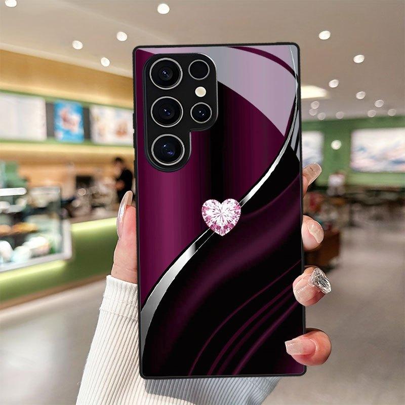 Phone Case - Glitter Heart Design Phone Case with Lens Protection for Samsung Galaxy S9+/S10/S20+/S20 Ultra/S21 5G/S21+/S22/S23 PLUS/S24 Plus/S25/S25 Edge/Note 9/Note 10/Note 10+/Note 20/Note 206 Ultra/Anti-Drop Tempered Glass Protective Case