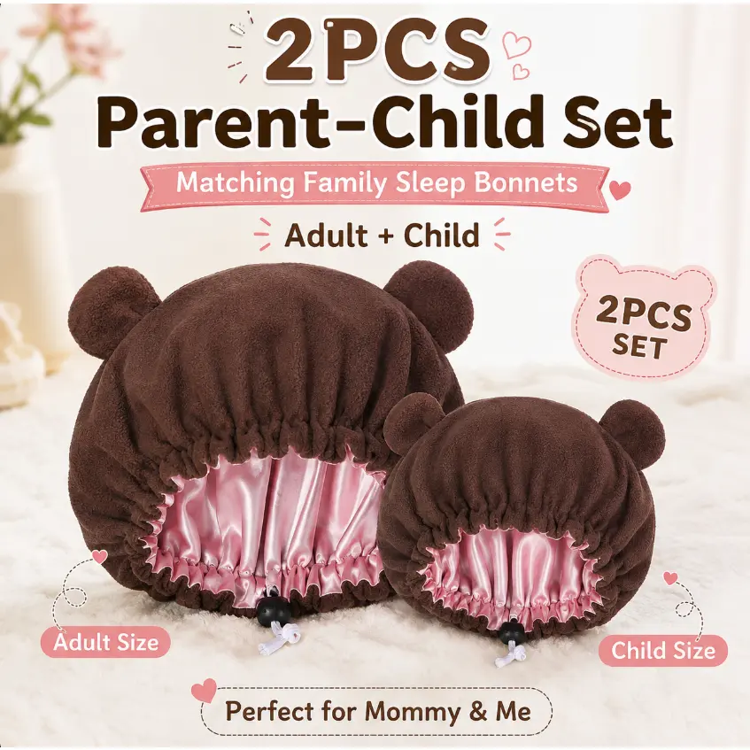 Soft Cute Bear and Devil Ears Sleep Hat, Warm Comfortable Night Cap for Sleepwear, Ideal for Cozy Nights Soft Cute Bear and Devil Ears Sleep Hat, Warm Comfortable Night Cap for Sleepwear, Ideal for Cozy Nights