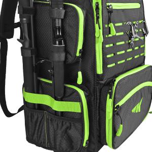 KastKing Bait Boss Fishing Tackle Backpack with Rod Holders-4 Tackle Boxes-Rain Cover,43L Large Storage for Fishing Gear